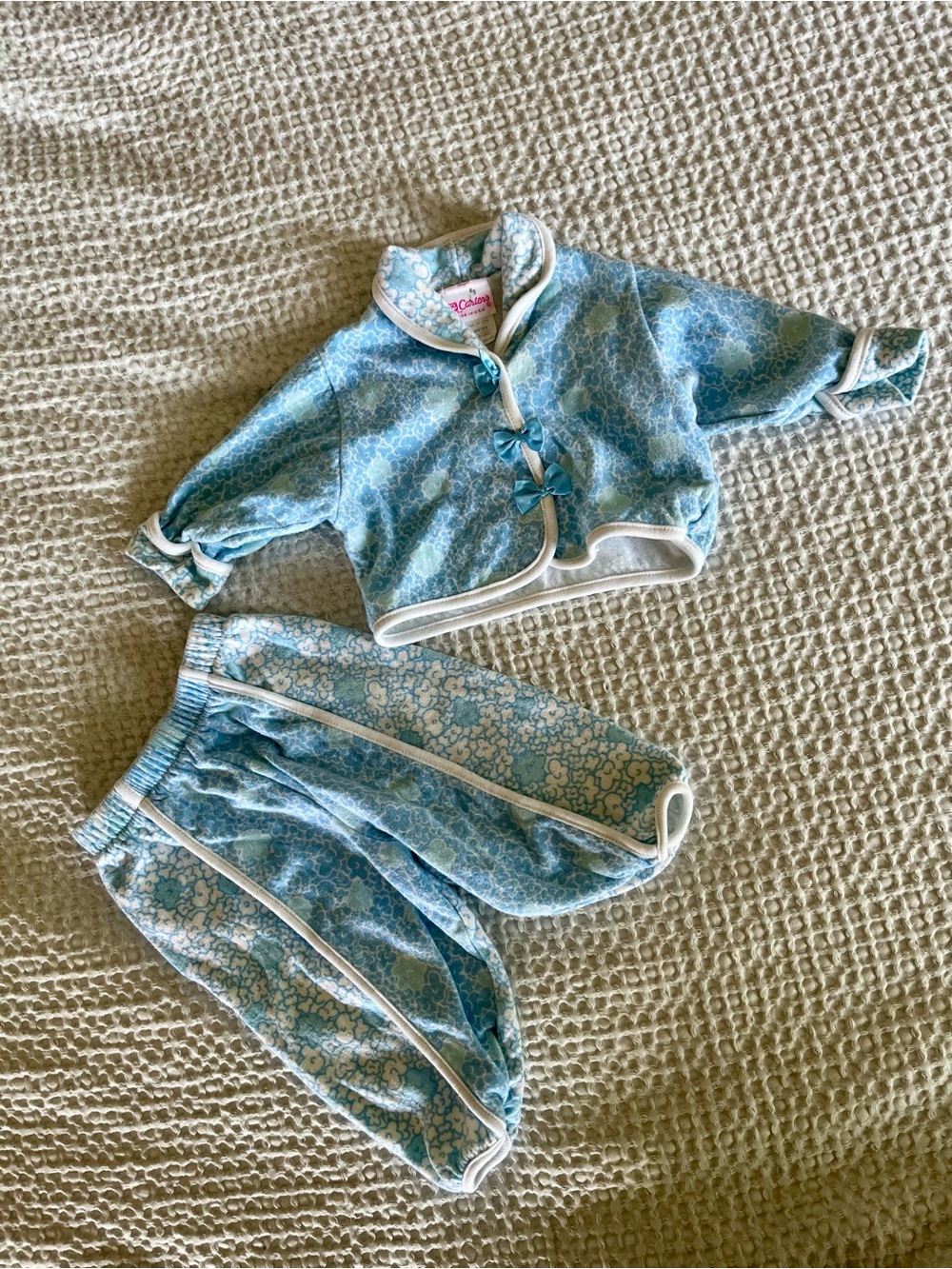 Vintage 90s Carters Baby Matching Set Girls 6 Months Pants And Cardigan Blue